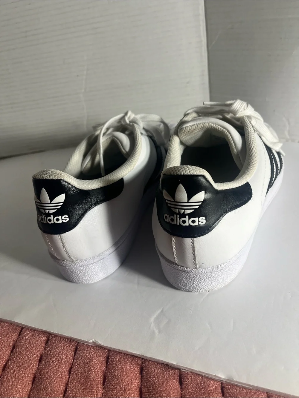 adidas White Sneakers with Black Stripes